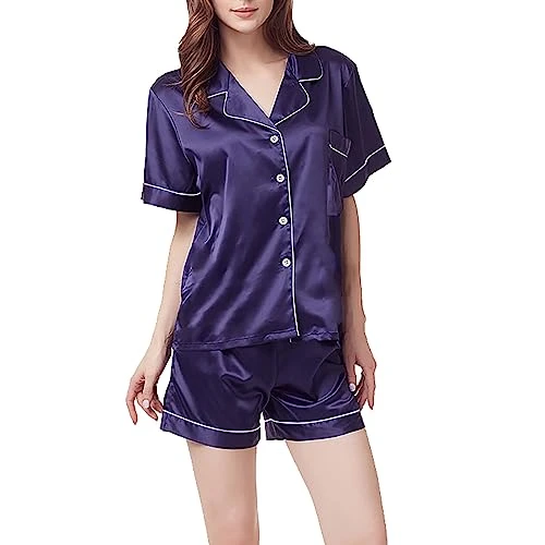 Womens Pyjamas Long Sleeve Set Two Piece Summer Nightwear Sweetness Cami Sets Women's Pyjama Sets V-Neck Soft Loungewear Summer Pjs Set 40th Birthday Gifts for Women Gym Running Sale Clearance