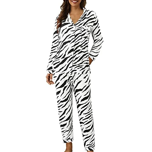Womens Pyjamas Multipack V Neck Summer Sleepwear Cotton Cropped Bottoms Pyjamas for Women Soft Ladies Loungewear Cotton Ladies Pjs Sets Valentine's Day Camping Sale Clearance