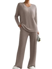 Womens Pyjamas Set Nightwear Ladies Ribbed Lounge Wear Sets for Women UK 2 Piece Outfits Tracksuit Leisure Co Ord Sets Long Sleeve Jumpers and Wide Leg Trousers with Pockets Womens Pyjamas Set Nightwear Ladies Ribbed Lounge Wear Sets for Women UK 2 Piece Outfits Tracksuit Leisure Co Ord Sets Long Sleeve Jumpers and Wide Leg Trousers with Pockets