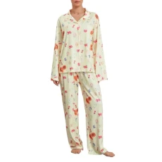 Women's Pyjamas Set Two Piece Lounge Wear Ladies Loungewear Pjs Sets Bottoms Trousers/Shorts + Top Fruit Nightwear Sleepwear UK (A - Yellow, S)