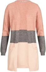 Women's Queen L/S Long Knt Noos Cardigan Sweater, Multi-coloured (Misty Rose Stripes: W. Mgm/Cloud Pink Melange), M UK Women's Queen L/S Long Knt Noos Cardigan Sweater, Multi-coloured (Misty Rose Stripes: W. Mgm/Cloud Pink Melange), M UK