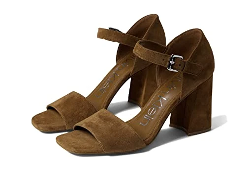 Women's Quelyn Block Heel Sandal, Cognac Suede 121 - 3 UK