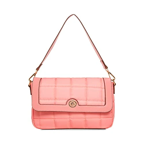 Women's Quilted Ak Nylon Shoulder Bag, Rose Apple/Rose Apple/Rose Apple-Light Coffee, One Size