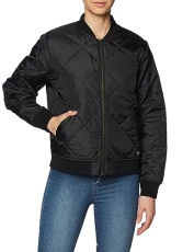 , Women's, QUILTED BOMBER JACKET, BLACK, S