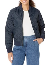 Women's Quilted Bomber Jacket, Dark Navy, XL