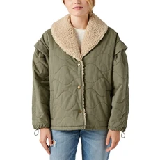 Women's Quilted Bomber Jacket, Dark Olive, XS