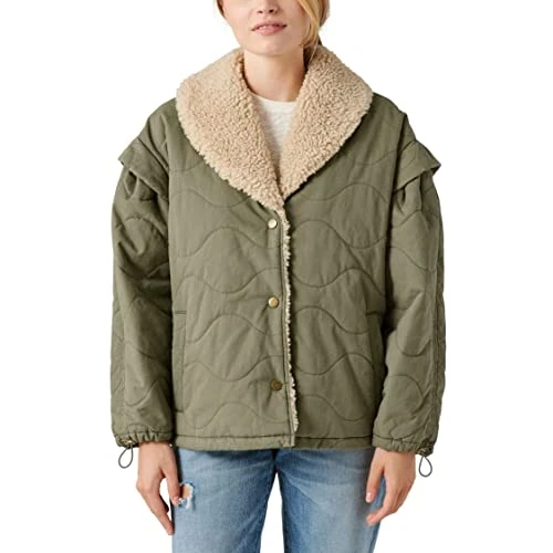 Women's Quilted Bomber Jacket, Dark Olive, XS