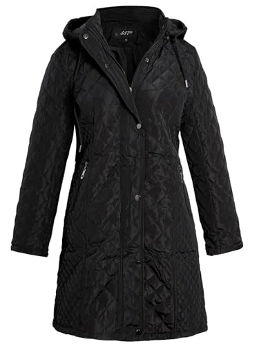 Womens Quilted Coat Plus Size 18 20 22 14 16 Black