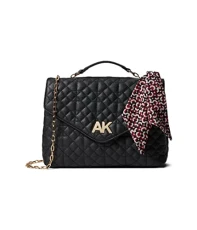 Women's Quilted Flap Shoulder Bag, Black, One Size