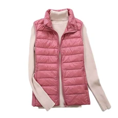 Women's Quilted Gilet Vest Body Warmer Coat Light Weight Packable Puffer Jacket Pink 4XL Women's Quilted Gilet Vest Body Warmer Coat Light Weight Packable Puffer Jacket Pink 4XL