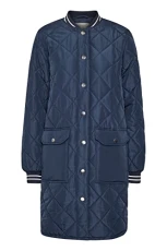 Women's Quilted Jacket Long Sleeves Longline Without Hood, Midnight Navy, UK 18 Women's Quilted Jacket Long Sleeves Longline Without Hood, Midnight Navy, UK 18