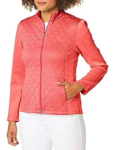 Women's Quilted Knit Jacket, Coral Sunrise, X-Large