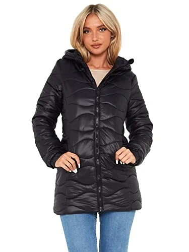 Womens Quilted Mid Length Coat