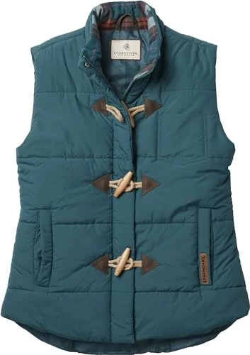Women's Quilted Toggle Puffer Vest, Deep Teal, M