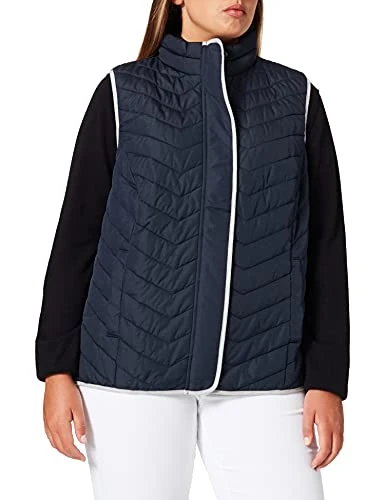 Women's Quilted Vest with Contrast Piping, Blue (Navy 74881976), 20-22