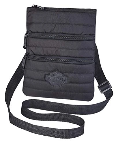 Women's Quilted X-Body Cross-Body Crossbody Sling Purse, Black