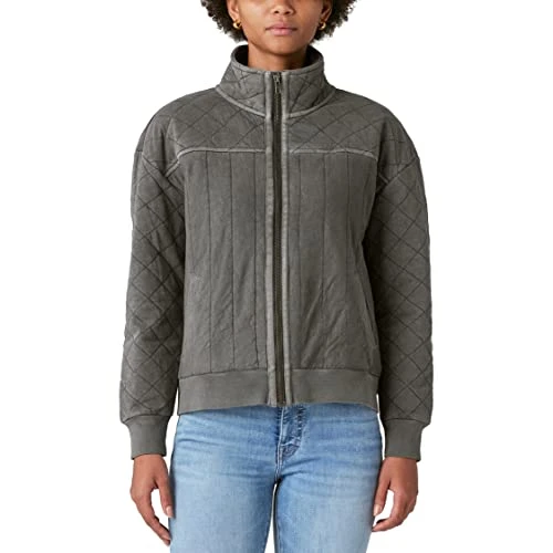 Women's Quilted Zip Up Jacket, Raven, L
