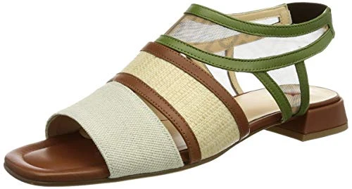 Women's Raffia Heeled Sandal, Natural Multi, 2.5 UK