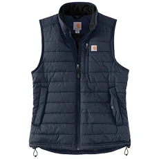 Women's Rain Defender Nylon Insulated Mock-Neck Vest, Navy, S