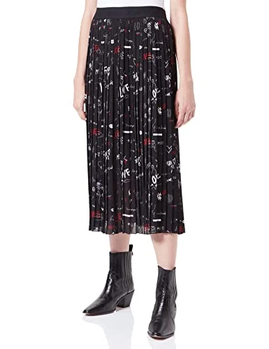 Womens Ralissy-1 Plissé midi Skirt with Scribble Print