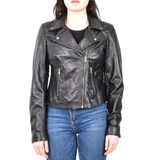 Womens Real Leather Biker Jacket Cross Zip Style Livia Last Size 10 (UK, Numeric, 10, Regular, Regul