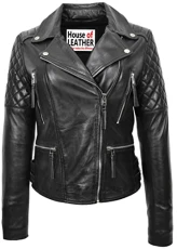 Womens Real Leather Cross Zip Biker Style Jacket Claudia (14, Black) Womens Real Leather Cross Zip Biker Style Jacket Claudia (14, Black)