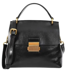 Womens Real Leather Handbag Small Cross Body Shoulder Bag Gabriella (Black)