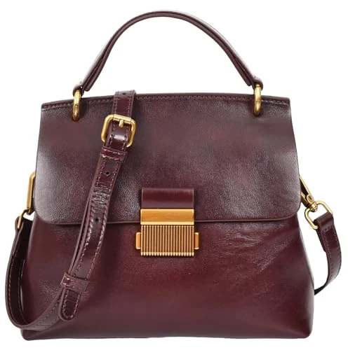 Womens Real Leather Handbag Small Cross Body Shoulder Bag Gabriella (Brown)