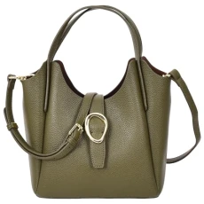Womens Real Leather Handbag Top Handle Small Shoulder Bag Jasmine (Olive)