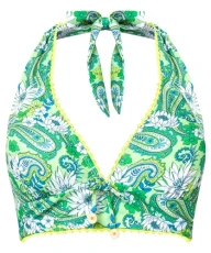 Women's Recycled Content Bright Floral Plunge Bikini Top, Green Multi, 8 Women's Recycled Content Bright Floral Plunge Bikini Top, Green Multi, 8