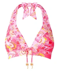 Women's Recycled Content Bright Paisley Floral Unlined Halter Bikini Top, Pink Multi, 8 Women's Recycled Content Bright Paisley Floral Unlined Halter Bikini Top, Pink Multi, 8