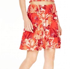 Womens Red Floral Short Ruffled Skirt UK Size:20 Womens Red Floral Short Ruffled Skirt UK Size:20