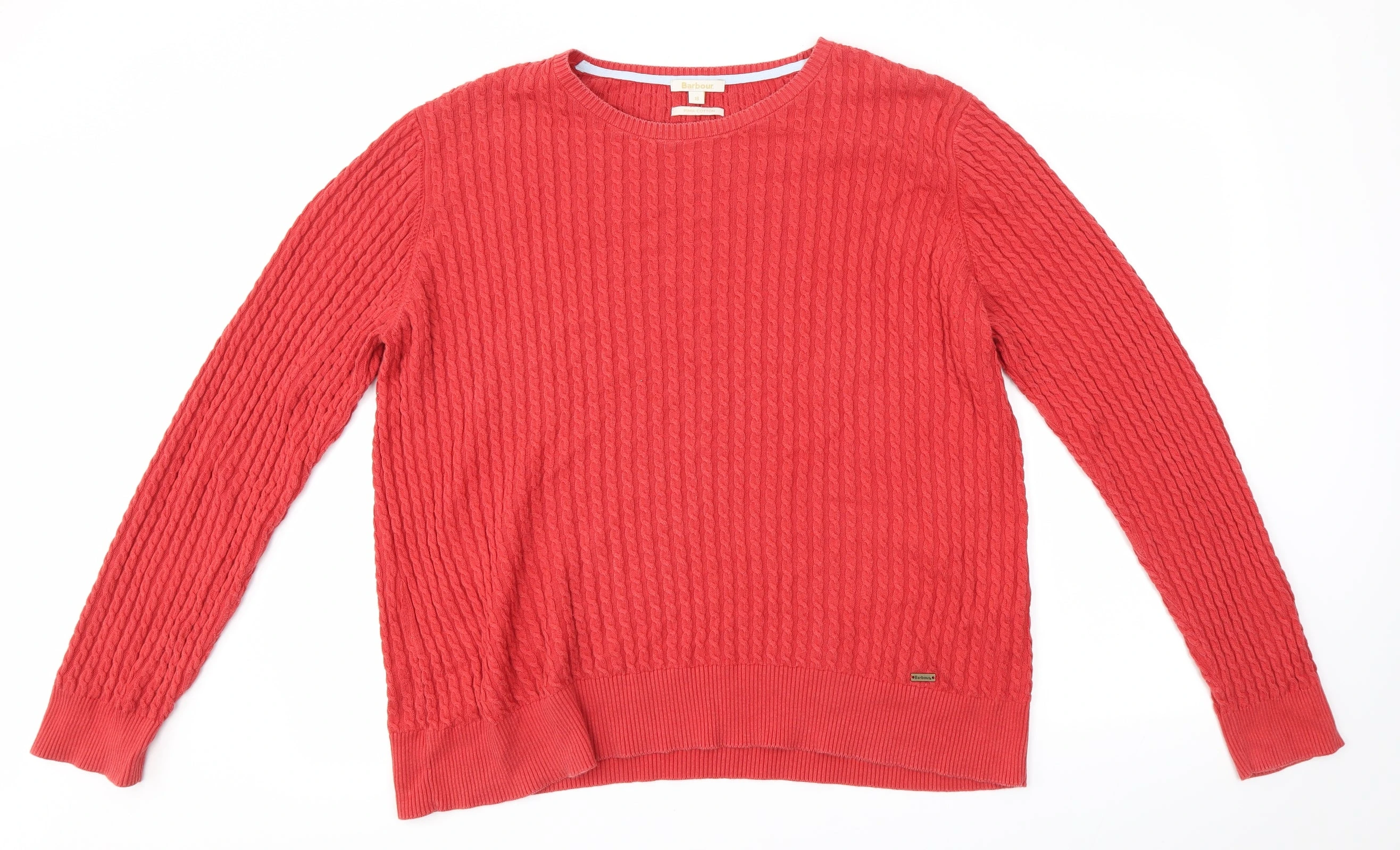 Womens Red Round Neck  Cotton Pullover Jumper Size 18   - Pima