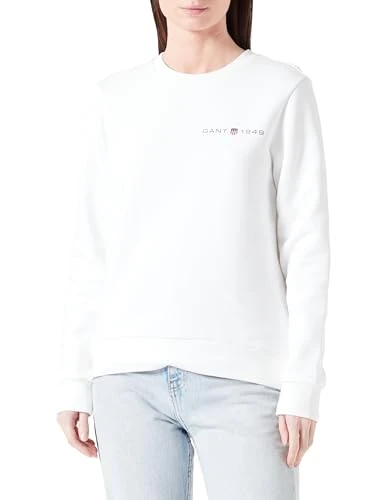 Women's Reg Printed Graphic C-Neck Sweatshirt, Eggshell, S