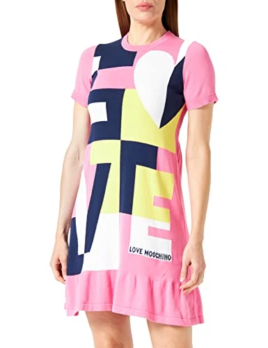 Women's Regular fit Short leeved Dress, Fuchsia, White, Yellow, Navy, 14