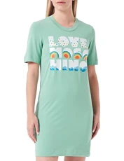 Women's Regular T hape Dress with Short Sleeves, Green, 48