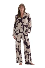 Women's Regular Waist Floral Print Detailed Woven Trousers Pyjama Bottom, Purple, 14 Women's Regular Waist Floral Print Detailed Woven Trousers Pyjama Bottom, Purple, 14
