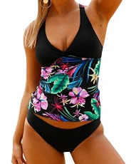 Women's Retro Floral Two Piece Bikini Set Halter Neck Padded Swimwear Swimming Costume L Women's Retro Floral Two Piece Bikini Set Halter Neck Padded Swimwear Swimming Costume L