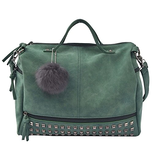 Women¡¯s Retro Rivet Totes Locomotive Handbag Shoulder Bags Green