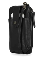 Women's RFID Leather Phone Crossbody Wallet Bag, Black (Cav)