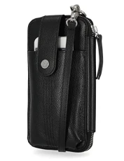 Women's RFID Leather Phone Crossbody Wallet Bag, Black (Pebble), One Size