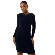 Womens Rib Mini Dress Navy S