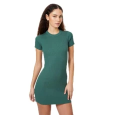 Womens Ribbed Dress Forest Green M