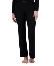Women's Ribbed Flare-Leg Sleep Pants, Black, Large