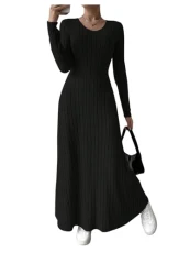 Women's Ribbed Knit Long Sleeve Maxi Dress V Neck Slim Fit Flared Party Dresses Casual Fall Outfits Black XL Women's Ribbed Knit Long Sleeve Maxi Dress V Neck Slim Fit Flared Party Dresses Casual Fall Outfits Black XL