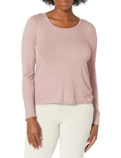 Women's Ribbed Long-Sleeve Sleep Tee, Bark, M Women's Ribbed Long-Sleeve Sleep Tee, Bark, M