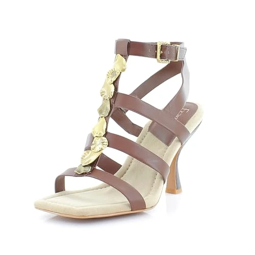 Women's Rine Strappy Sandal Heeled, Amber Brown, 5.5