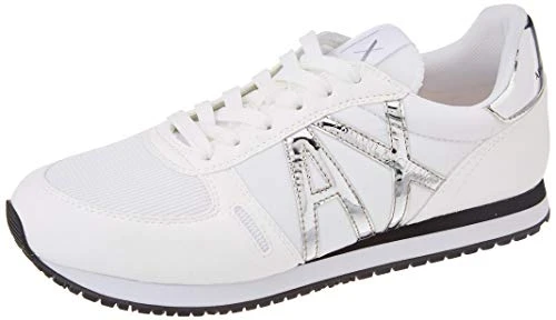 Women's Rio Side Logo Sneaker, White+Silver, 9.5 UK