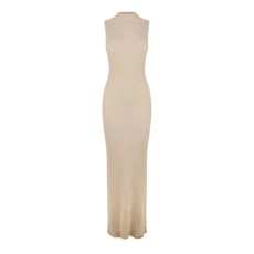 Womens Roll Neck Maxi Dress Stone S Womens Roll Neck Maxi Dress Stone S