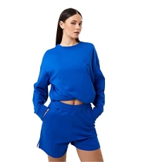 Womens Ruched Crew Neck Sweater Cobalt Blue XS Womens Ruched Crew Neck Sweater Cobalt Blue XS